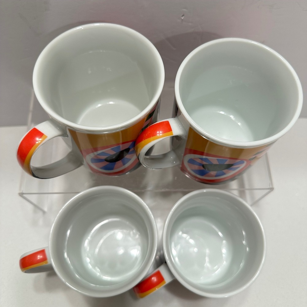 Vintage Shibata Honjo Japan Op Art Eye Mugs Set of 4 Mid Century Modern Pop Art - Picture 9 of 12